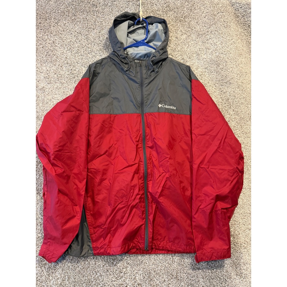 Columbia Jacket Mens XL Red Glennaker Lake Rain Windbreaker 1706091-607 Hooded